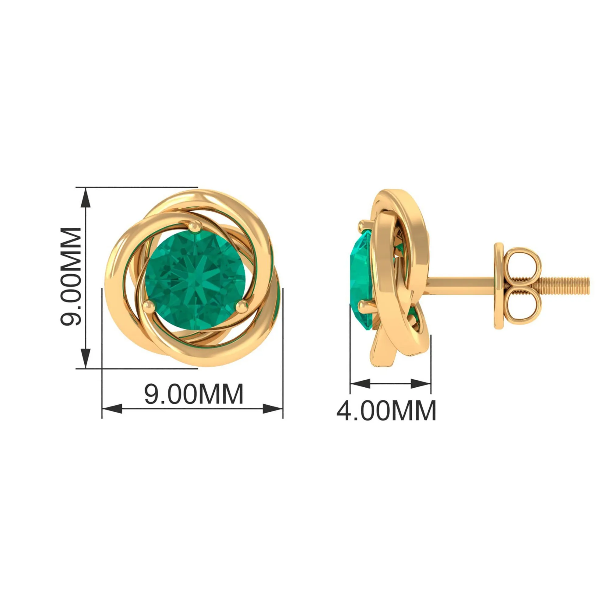 1 CT Emerald Classic Stud Earrings for Women