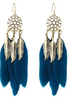 1 Pair Drop Earrings For Street Date Feather Alloy Classic Fashion for Women