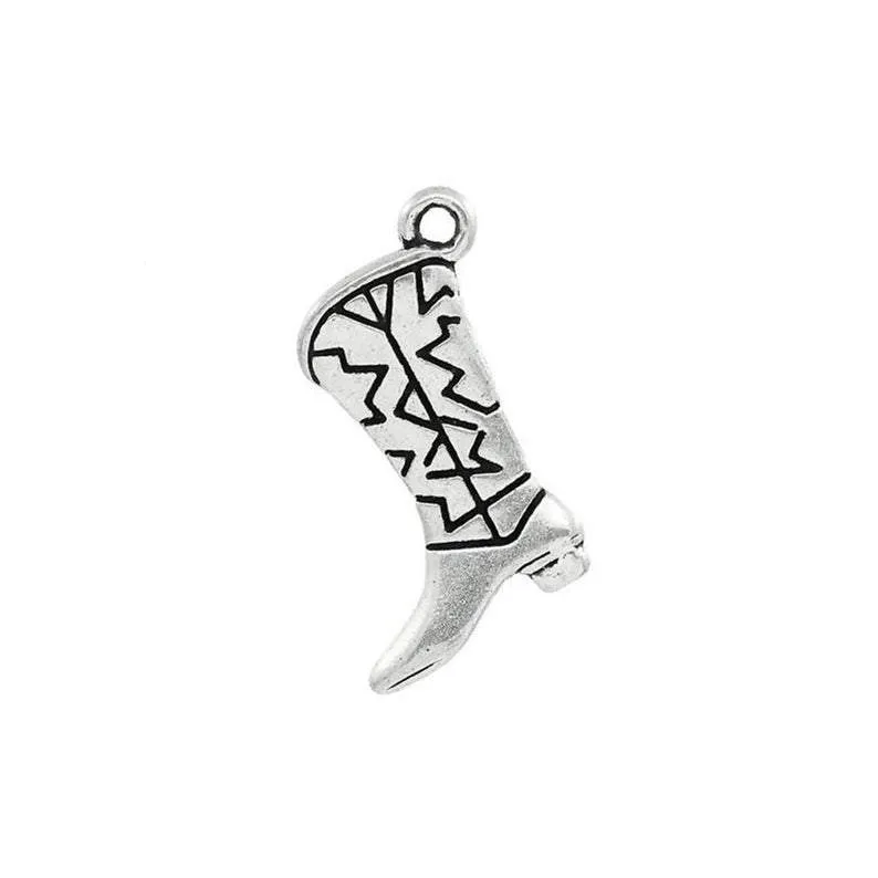 10 Pcs Tibetan Silver COWBOY BOOTS 22mm x 14mm Charms Pendants, Lead & Nickel Free Metal Charms Pendants Beads