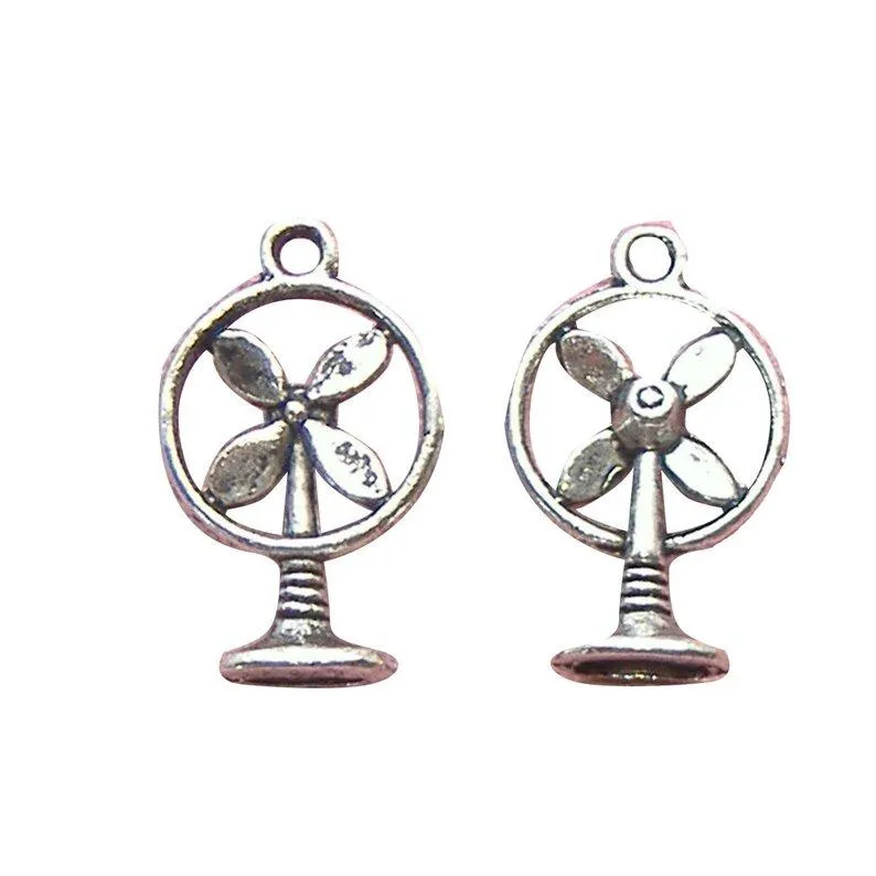 10 Pcs Tibetan Silver Office Desk Fan 21mm x 14mm 3D Charms Pendants