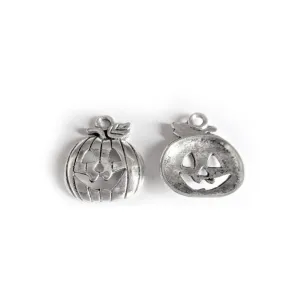 10 Pcs Tibetan Silver Pumpkin Jack O Lantern Halloween 18mm x 16mm Charms Pendants