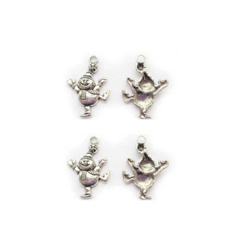 10 Pcs Tibetan Silver Snowman Happy Dancing Christmas 30X20mm Charms Pendants