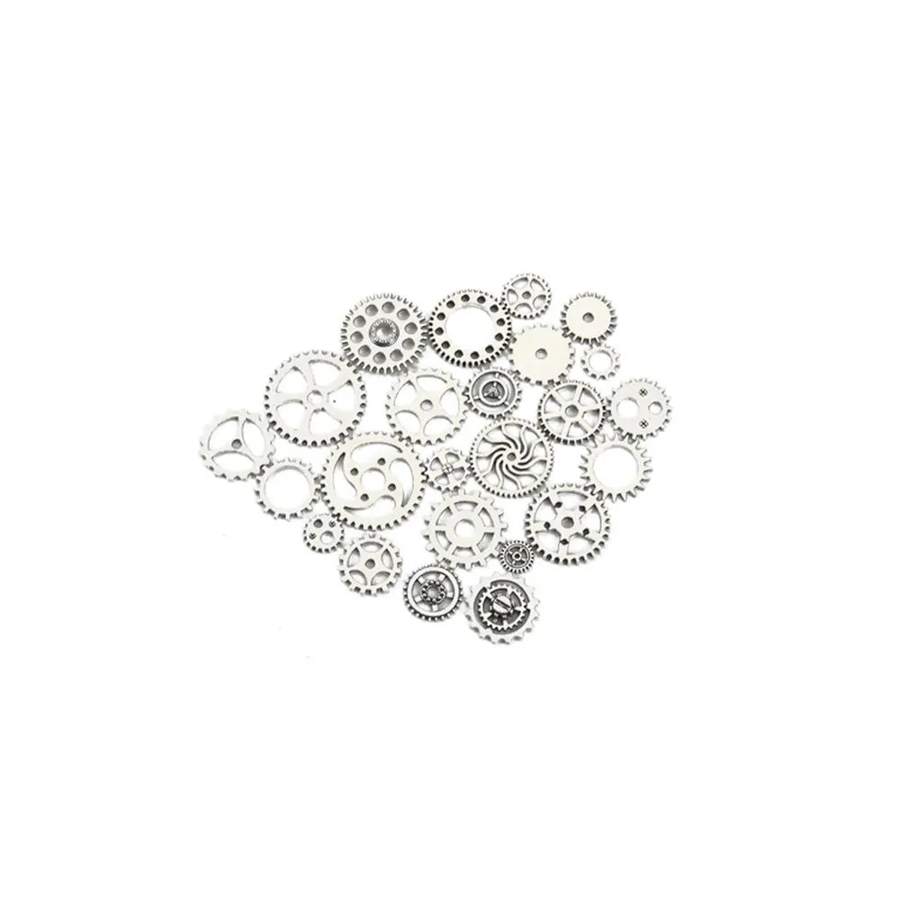 10 Pcs Tibetan Silver STEAMPUNK RANDOM GEARS 31mm x 10mm Charms Pendants, Lead & Nickel Free Metal Charms Pendants Beads