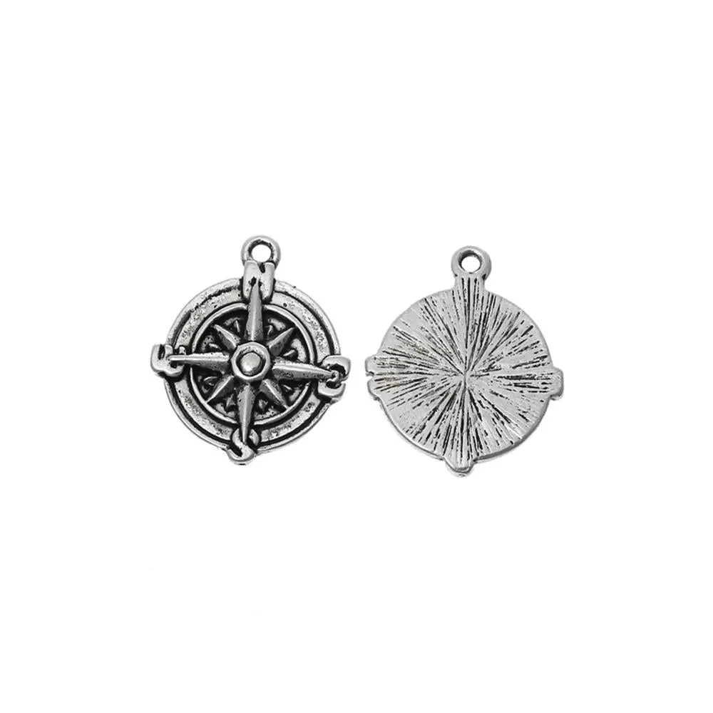 10 Pcs Tibetan Silver TRAVEL COMPASS 21mm x 17mm Charms Pendants, Lead & Nickel Free Metal Charms Pendants Beads