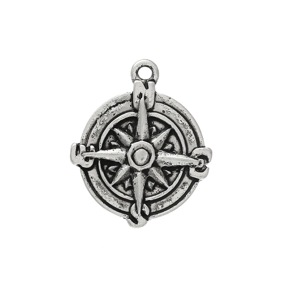 10 Pcs Tibetan Silver TRAVEL COMPASS 21mm x 17mm Charms Pendants, Lead & Nickel Free Metal Charms Pendants Beads