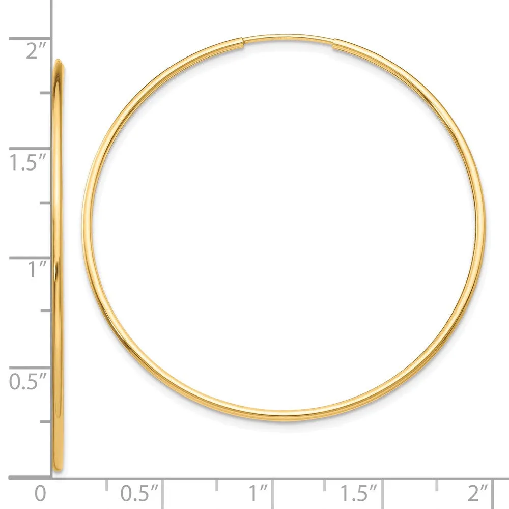 10KT Yellow Gold 45X1.2MM Endless Hoop Earrings