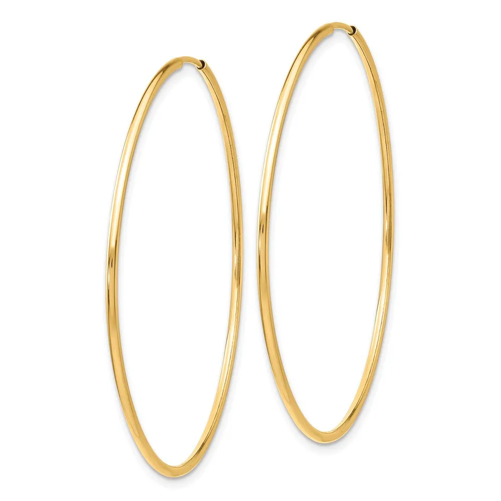 10KT Yellow Gold 45X1.2MM Endless Hoop Earrings