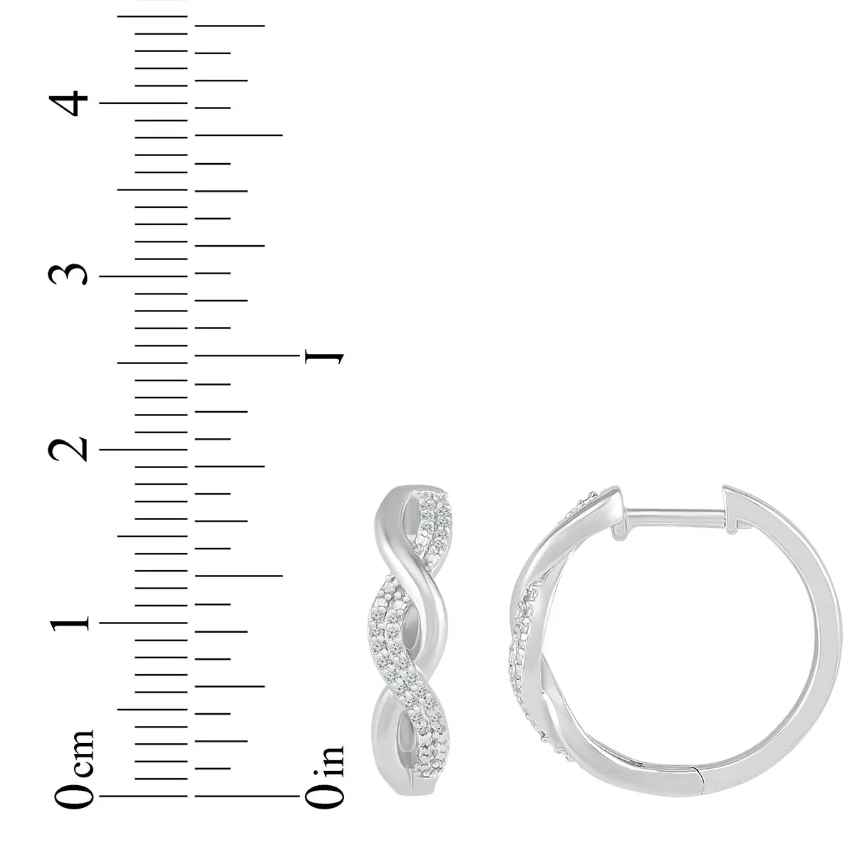 1/10 CTW Diamond Twist Hoop 18MM Earrings in Sterling Silver