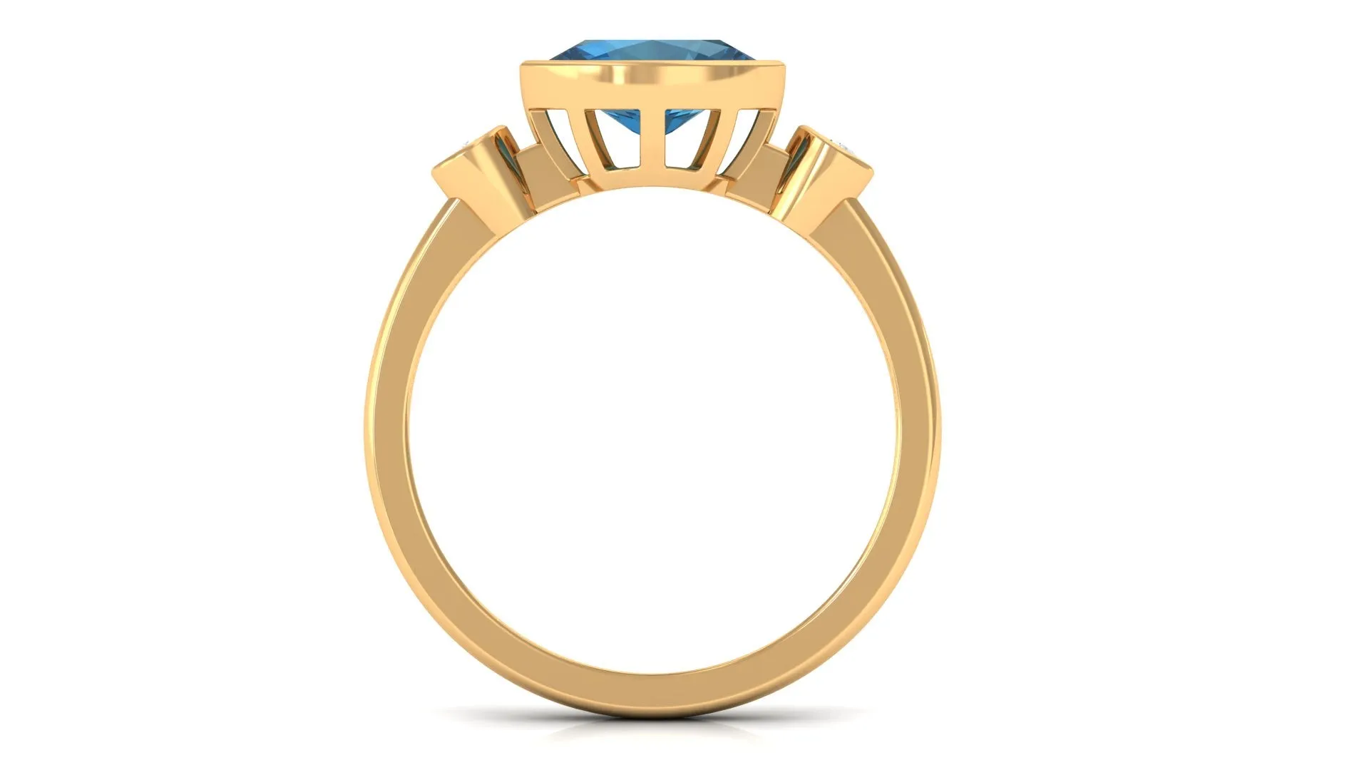 1.25 CT East West London Blue Topaz Solitaire Ring with Diamond