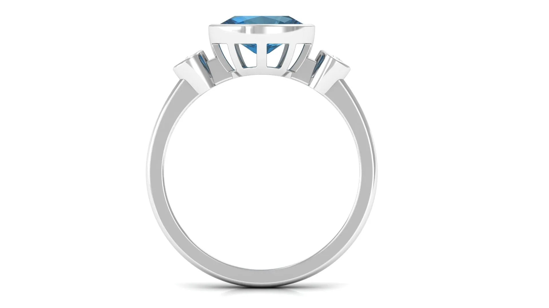 1.25 CT East West London Blue Topaz Solitaire Ring with Diamond