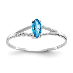 14k White Gold Polished Blue Topaz Birthstone Ring