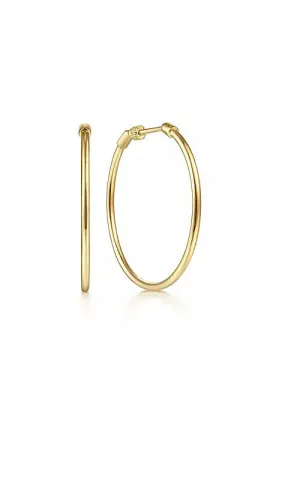 14K Yellow Gold 30mm Round Classic Hoop Earrings G15207