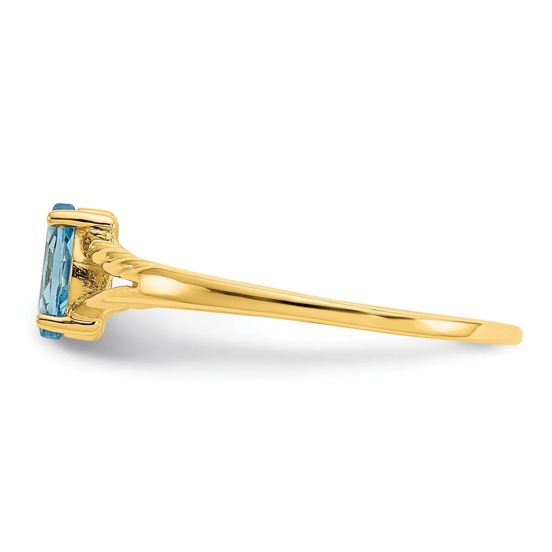 14k Yellow Gold Genuine Blue Topaz Birthstone Ring