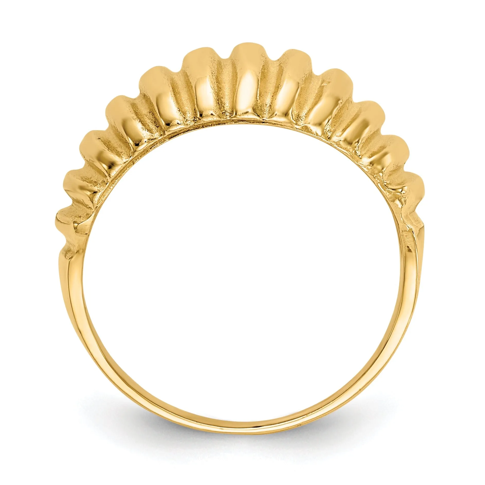 14k Yellow Gold Polished Ribbed Dome Ring