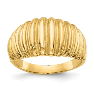 14k Yellow Gold Polished Ribbed Dome Ring