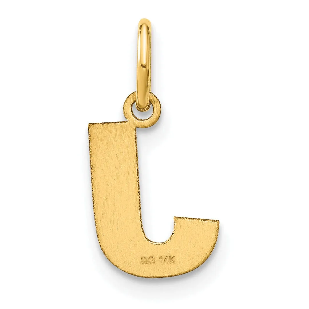 14k Yellow Gold  Small Size Letter J Initial Block Pendant