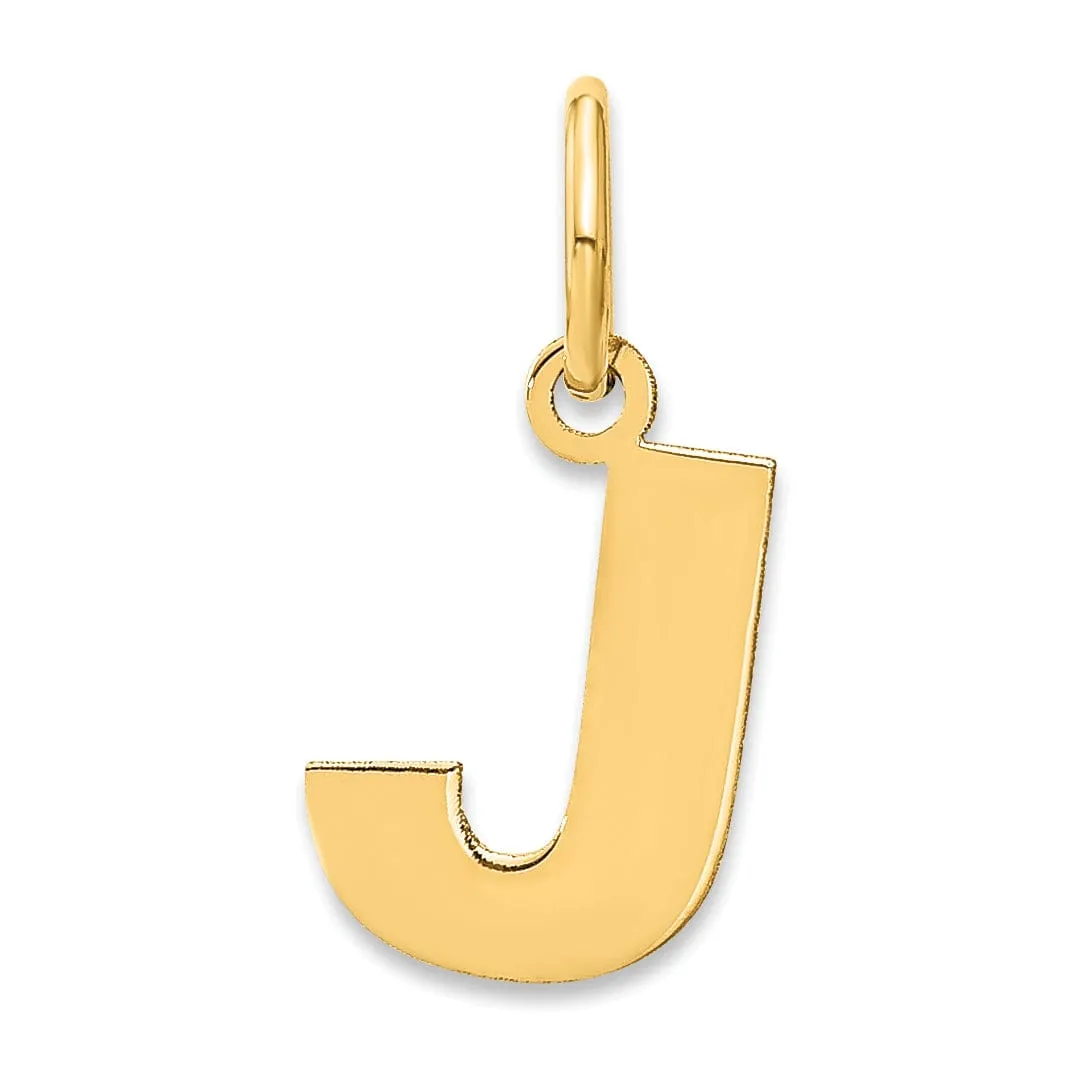 14k Yellow Gold  Small Size Letter J Initial Block Pendant