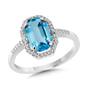 14KW Blue Topaz and Diamond Ring