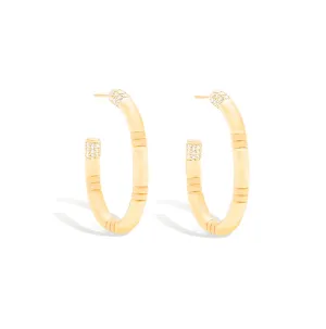 14KY The Crew Large Oval Hoop Earring in Diamond