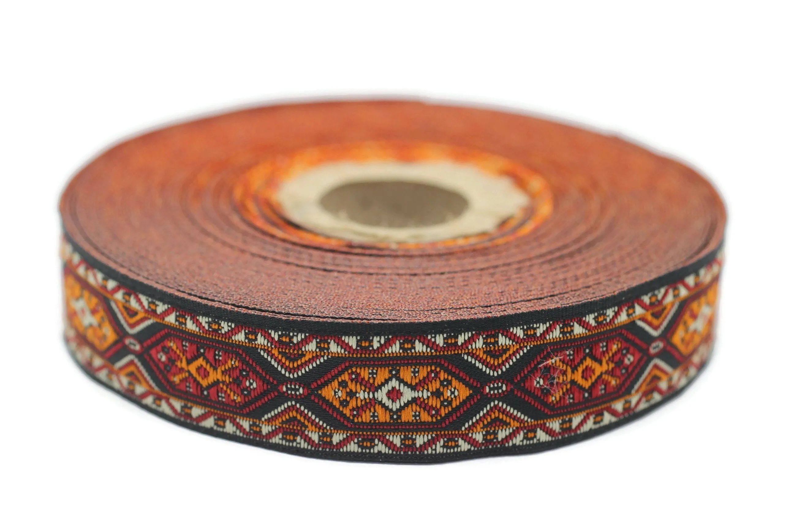 18 mm Anatolian Kilim Jacquard Ribbons (0.70 inches), Upholstery Fabric, Woven Trim, Drapery Curtain Making Border 18588