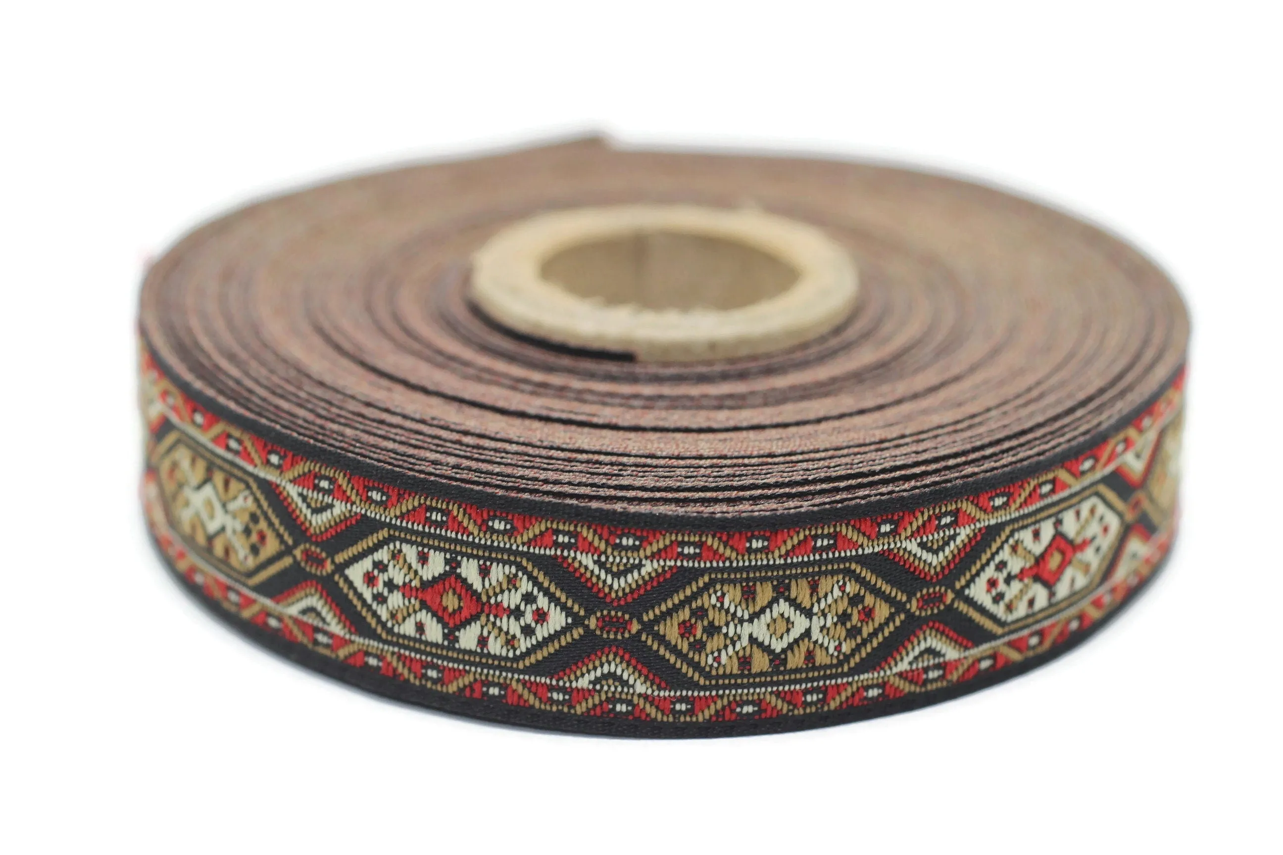 18 mm Anatolian Kilim Jacquard Ribbons (0.70 inches), Upholstery Fabric, Woven Trim, Drapery Curtain Making Border 18588