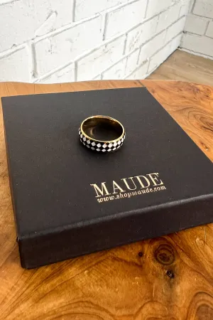 18K Black Checkered Print Ring