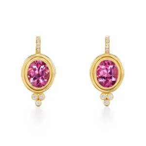 18K Pink Tourmaline Classic Temple Earrings