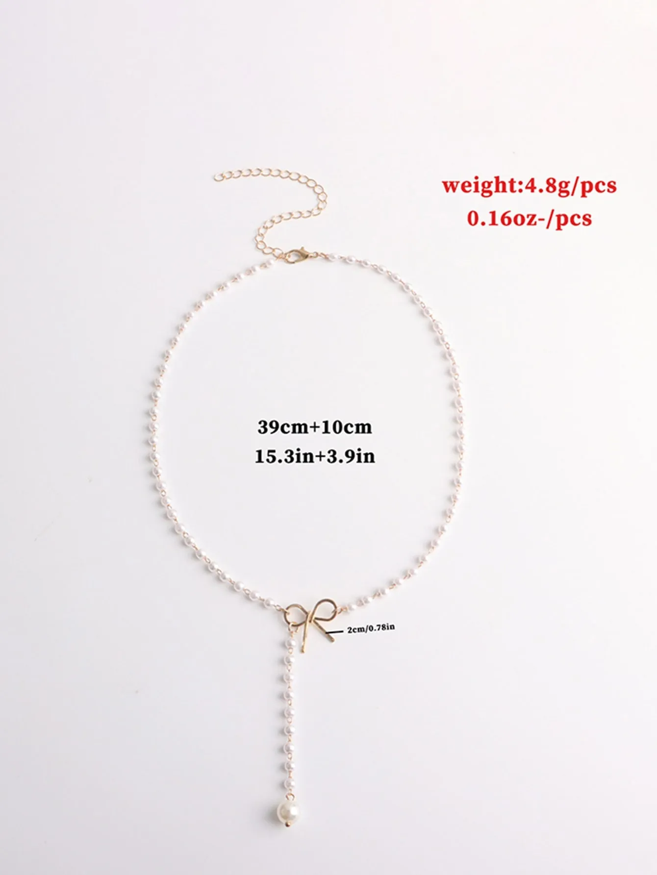 1pc Elegant Cultured Faux Pearl & Bow Decor Y Lariat Necklace For Women For Gift