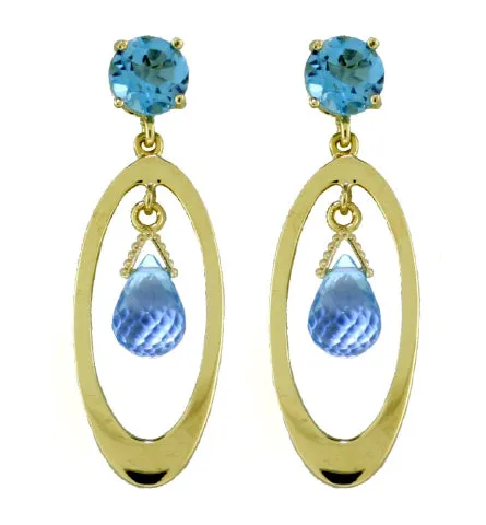 2.4 Carat 14K Solid Yellow Gold Thing Called Life Blue Topaz Earrings