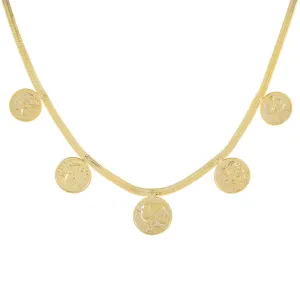 5 Coin Herringbone Necklace