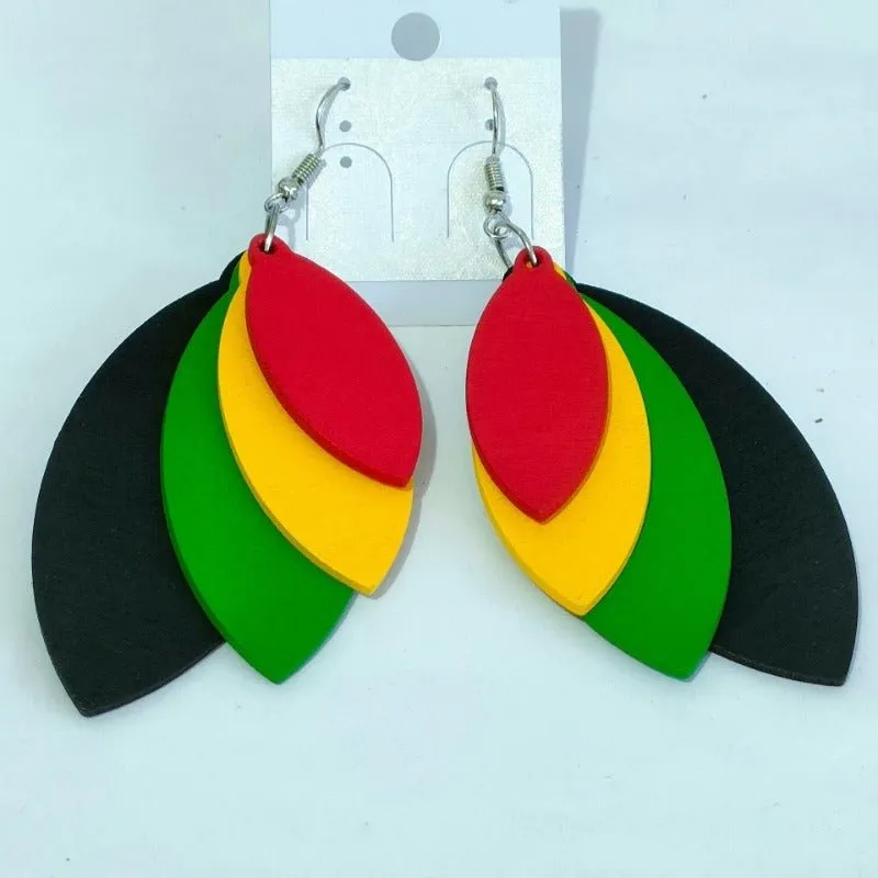 5PCS Geometric African Beauty Pattern Dangle Earrings Resin Jewelry Creative Gift