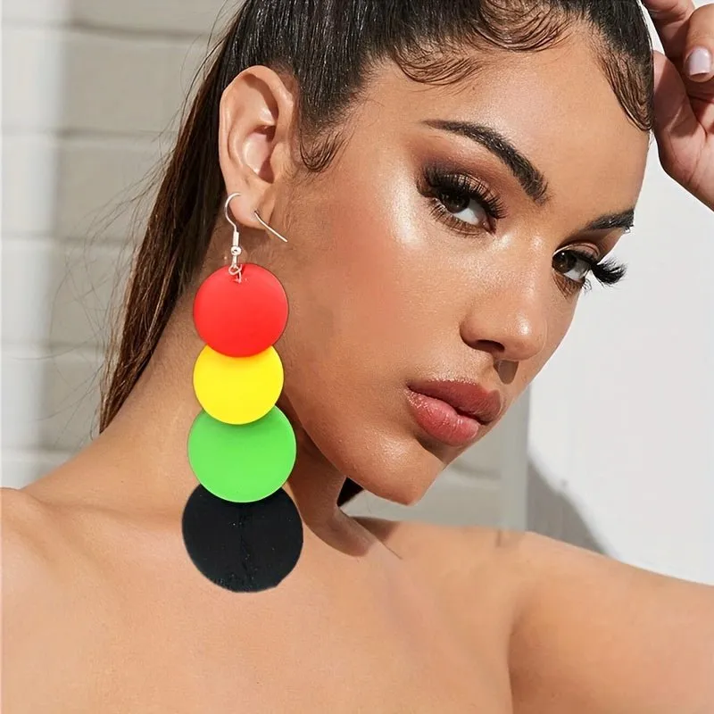 5PCS Geometric African Beauty Pattern Dangle Earrings Resin Jewelry Creative Gift