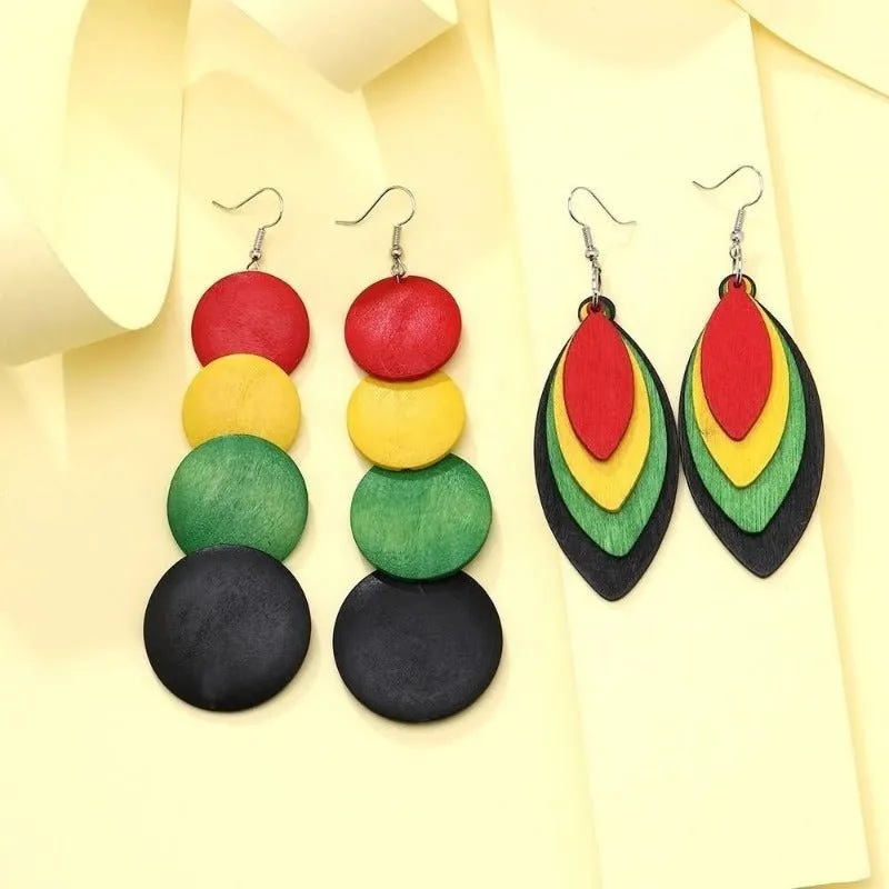 5PCS Geometric African Beauty Pattern Dangle Earrings Resin Jewelry Creative Gift