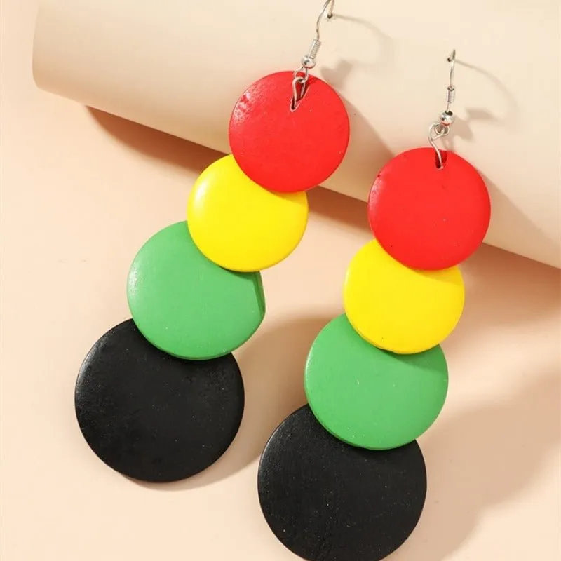 5PCS Geometric African Beauty Pattern Dangle Earrings Resin Jewelry Creative Gift