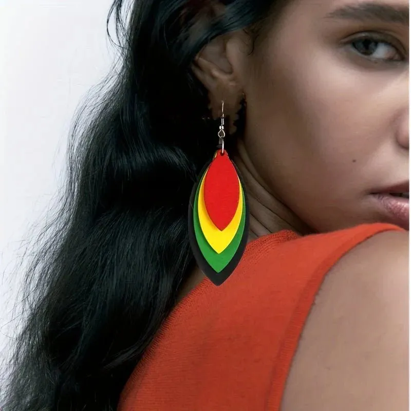 5PCS Geometric African Beauty Pattern Dangle Earrings Resin Jewelry Creative Gift