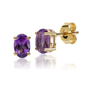 9 karat Gelbes Gold Amethyst Ohrstecker Ohrringe