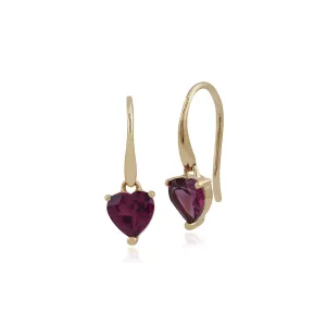 9 karat Gelbes Gold Rhodolite Granat Fallen/ Lang Ohrringe