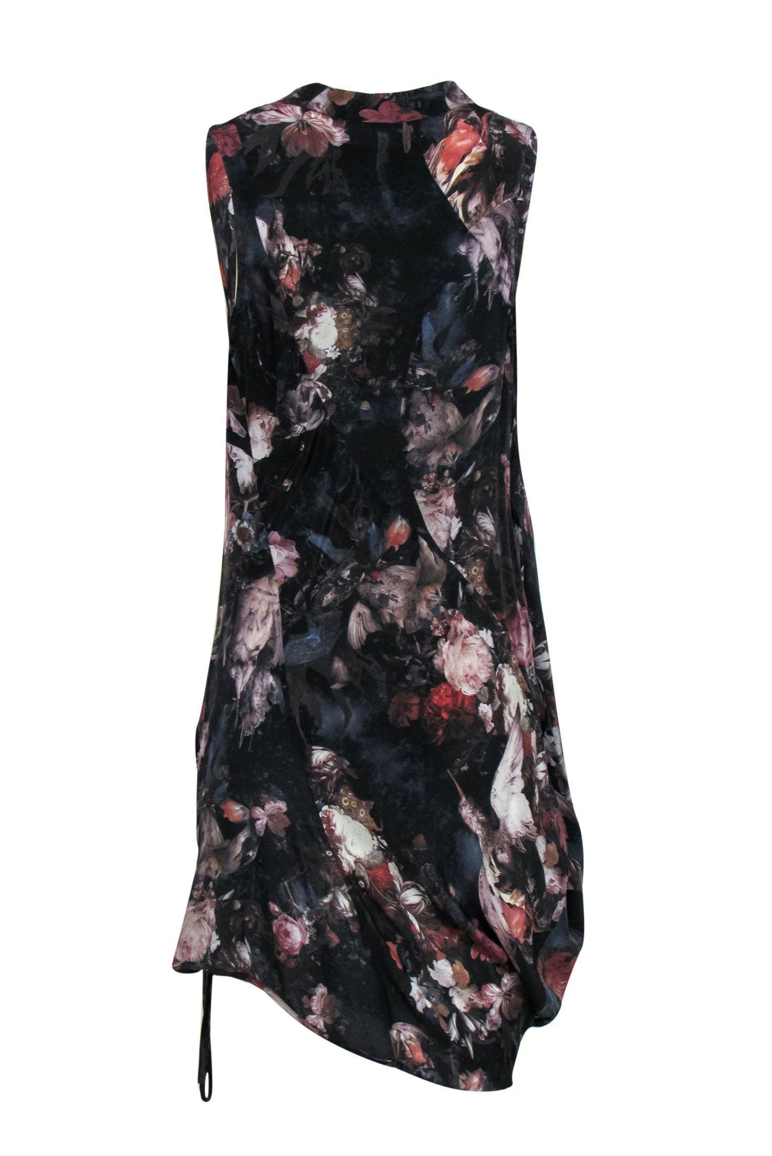 All Saints - Dark Floral Silk Draped Dress Sz 10