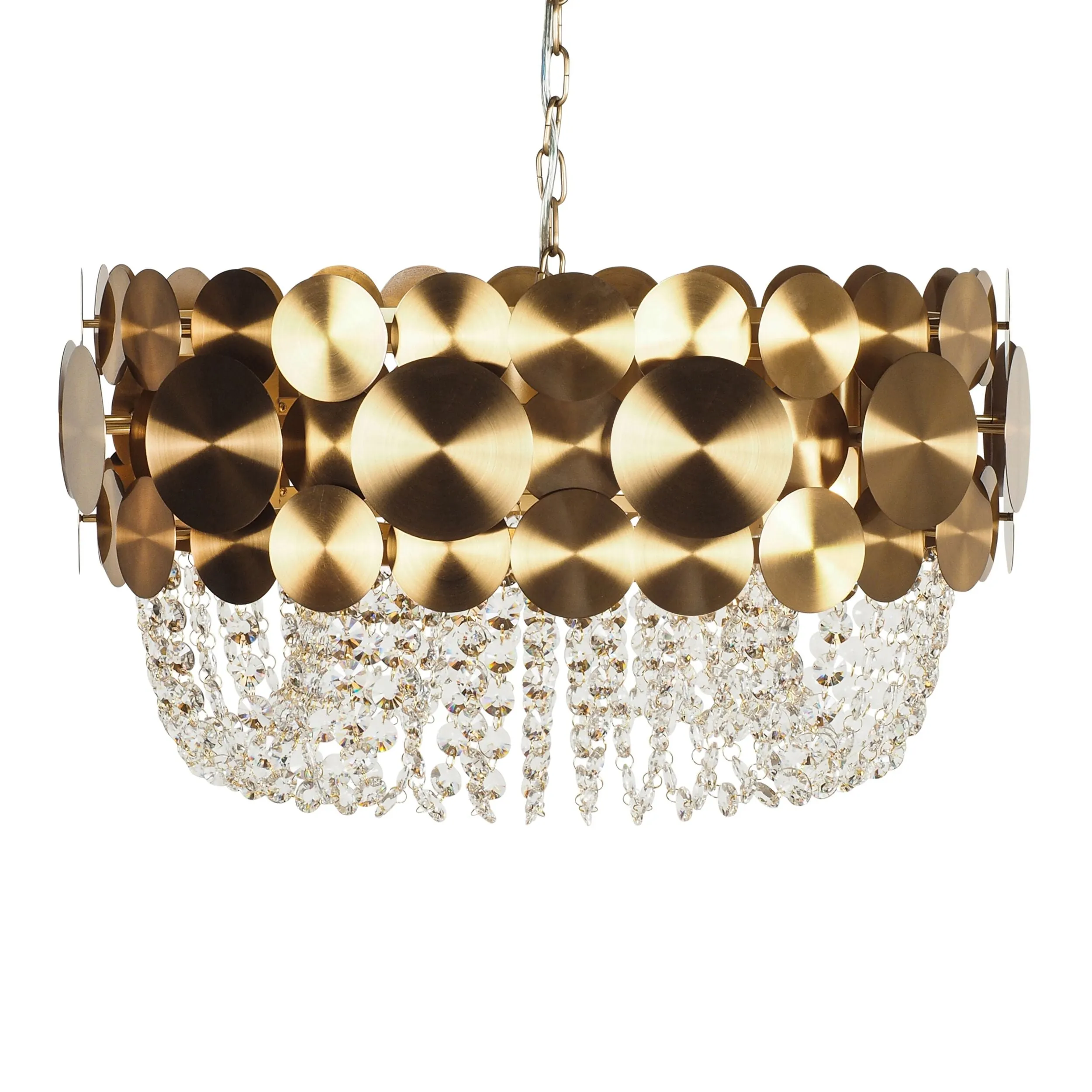 Ambrosia Satin Brass 6 Light Crystal Glass Chandelier