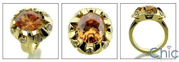 Anniversary 5 Ct Oval Tea Topaz Color Cubic Zirconia Cz Ring