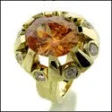 Anniversary 5 Ct Oval Tea Topaz Color Cubic Zirconia Cz Ring