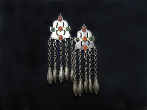 Antique Tribal Silver Pendant Earrings