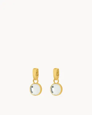 April Birthstone Hope Dainty Signature Earring Pendants, Gold