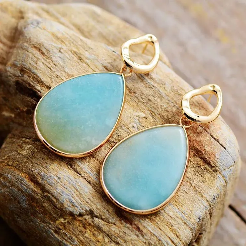 Authentic Amazonite Teardrop Earrings