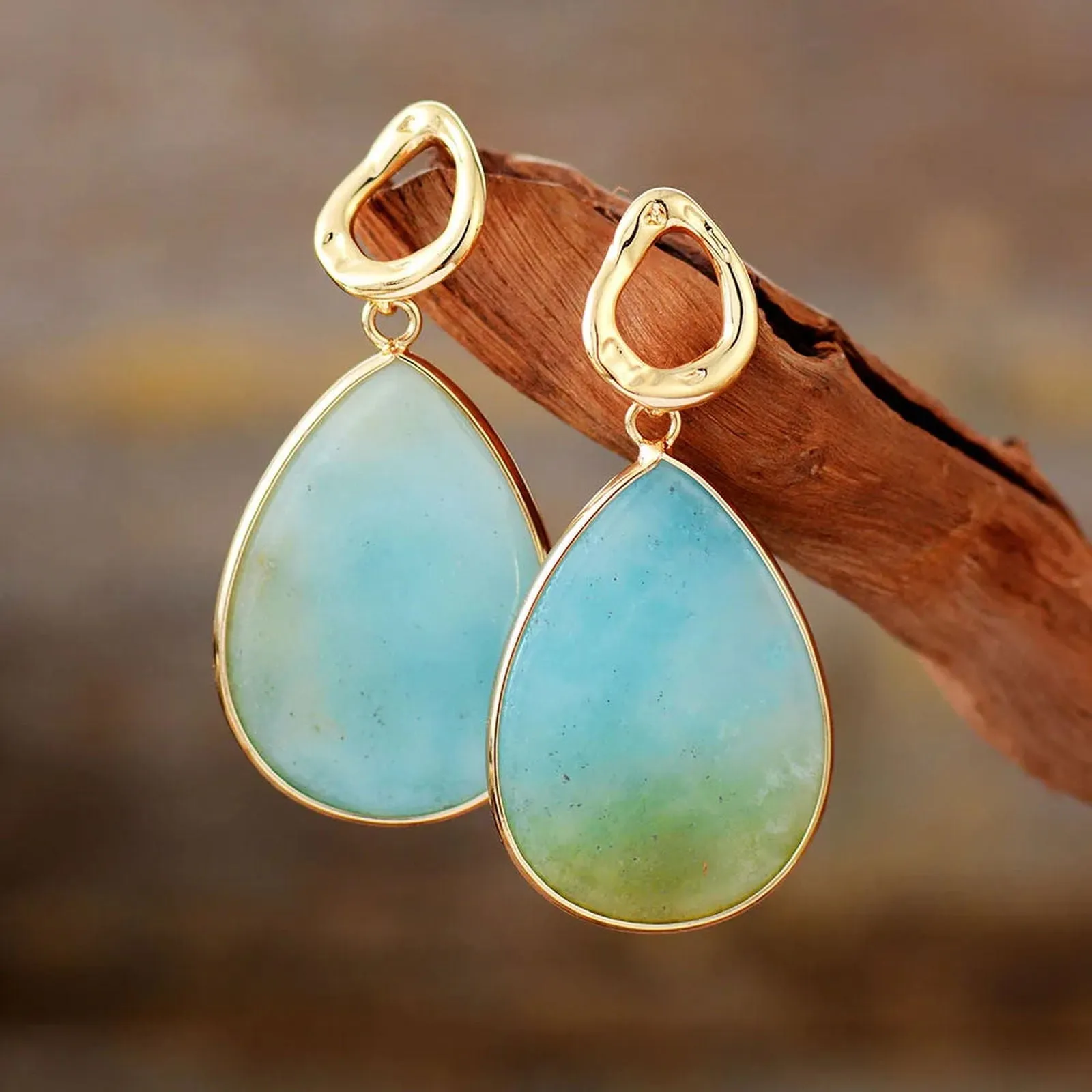 Authentic Amazonite Teardrop Earrings