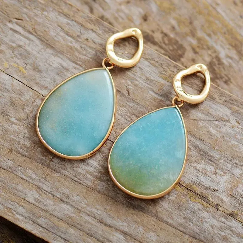 Authentic Amazonite Teardrop Earrings