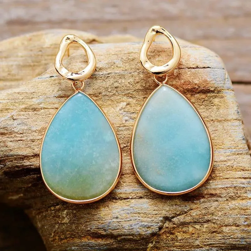 Authentic Amazonite Teardrop Earrings