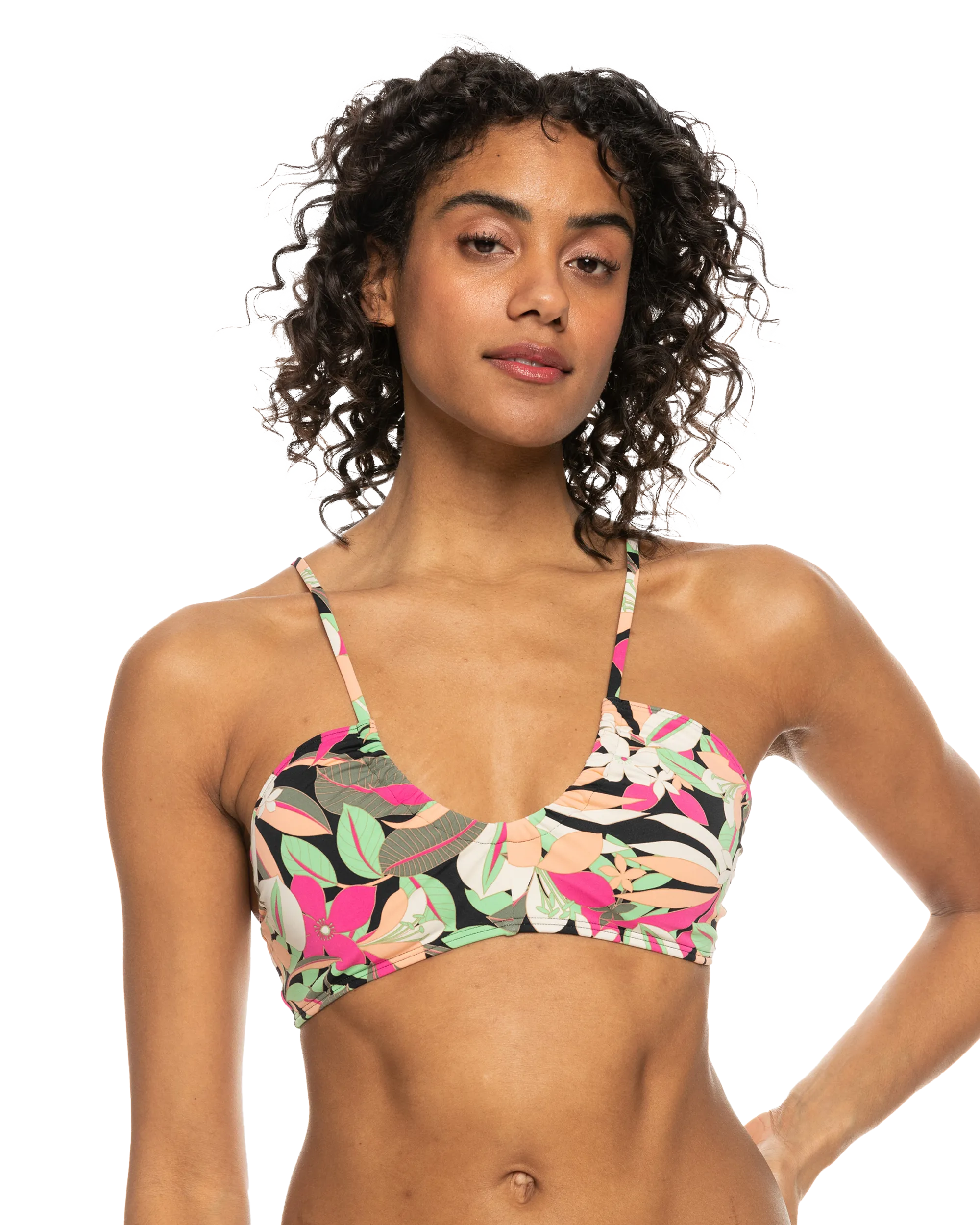 Beach Classics Fashion Bralette Bikini Top in Anthracite Palm