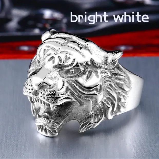 BEIER 316L Stainless Steel Titanium Tiger Head Ring Men Personality Unique Men's Animal Jewelry BR8-307 US size