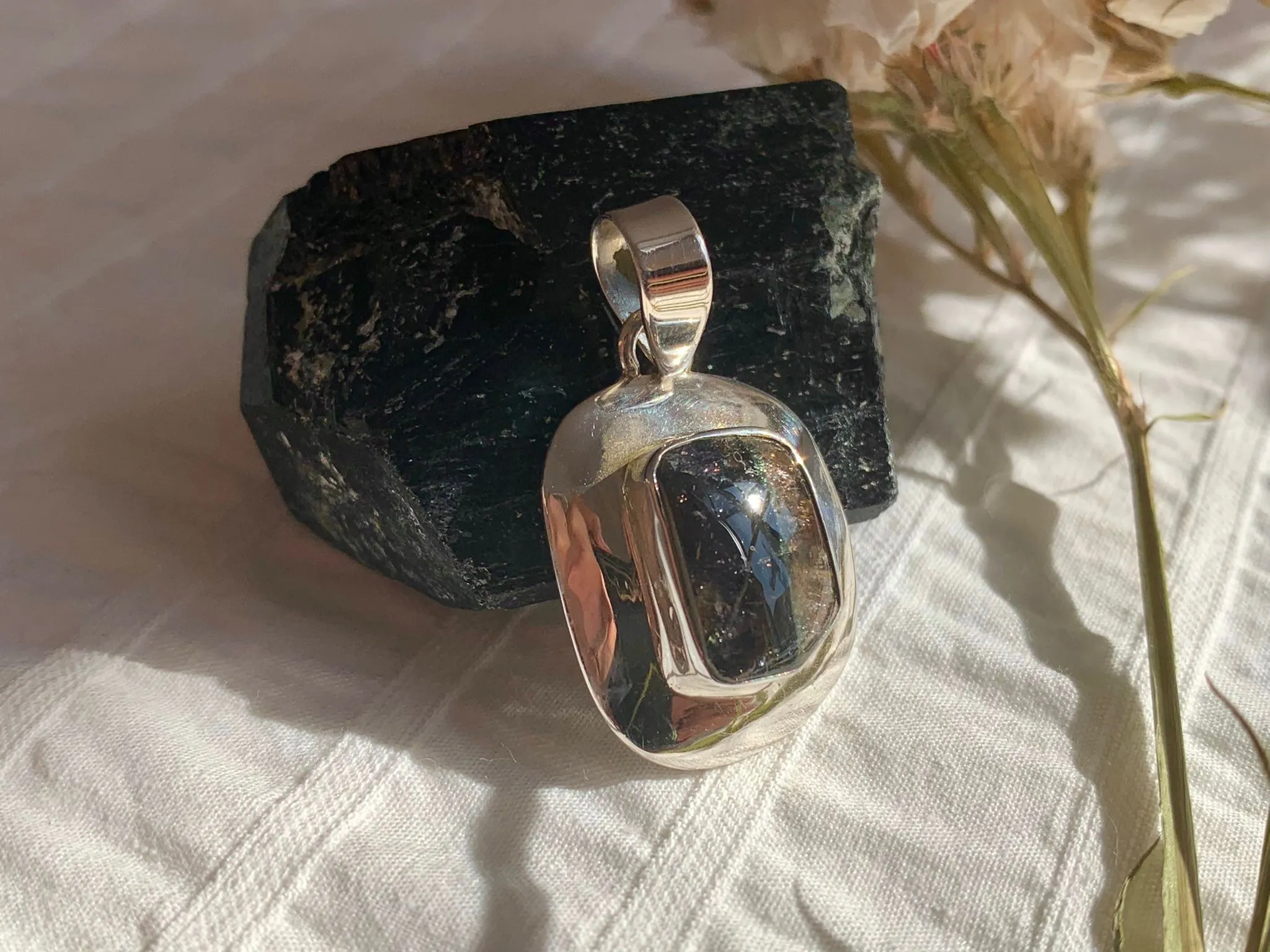 Bi-Color Tourmaline Medea Pendant - Freeform